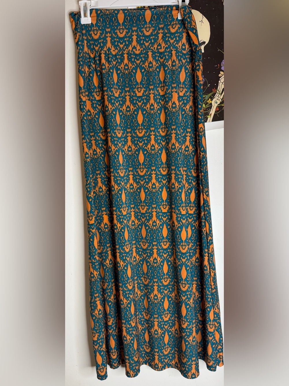 Agnes & Dora Teal and orange Patterned Maxi Skirt